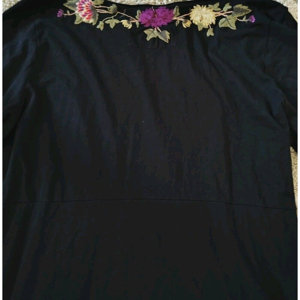 Johnny Was Los Angeles Dress Size L Black Joy Love Light V Neck Cotton - Picture 9 of 9